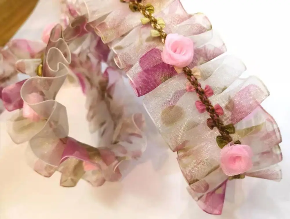 Плиссированная отделка Цветочная рококо 1 плиссированная шифоновая с принтом