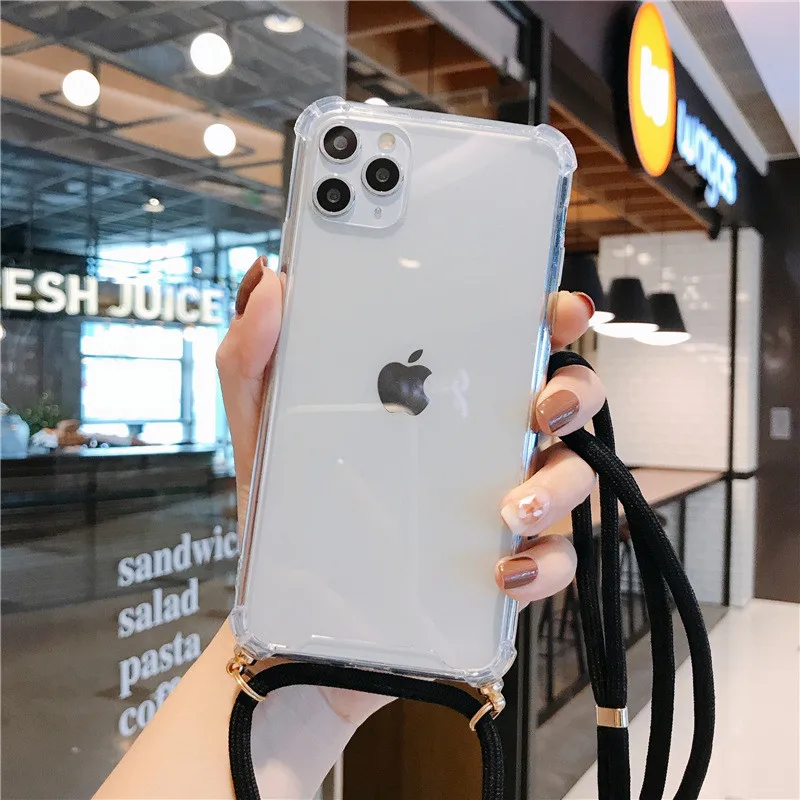 Прозрачный чехол для телефона со шнурком ожерелье плечевой ремень шнур iPhone 6 7 8 Plus