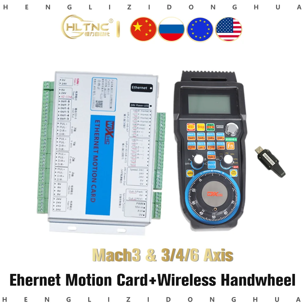 

Комплект инструментов управления Mach3 XHC 2 МГц, коммутационная плата Ethernet 3 4 6 осей, карта управления движением с беспроводным MPG подвесным мах...