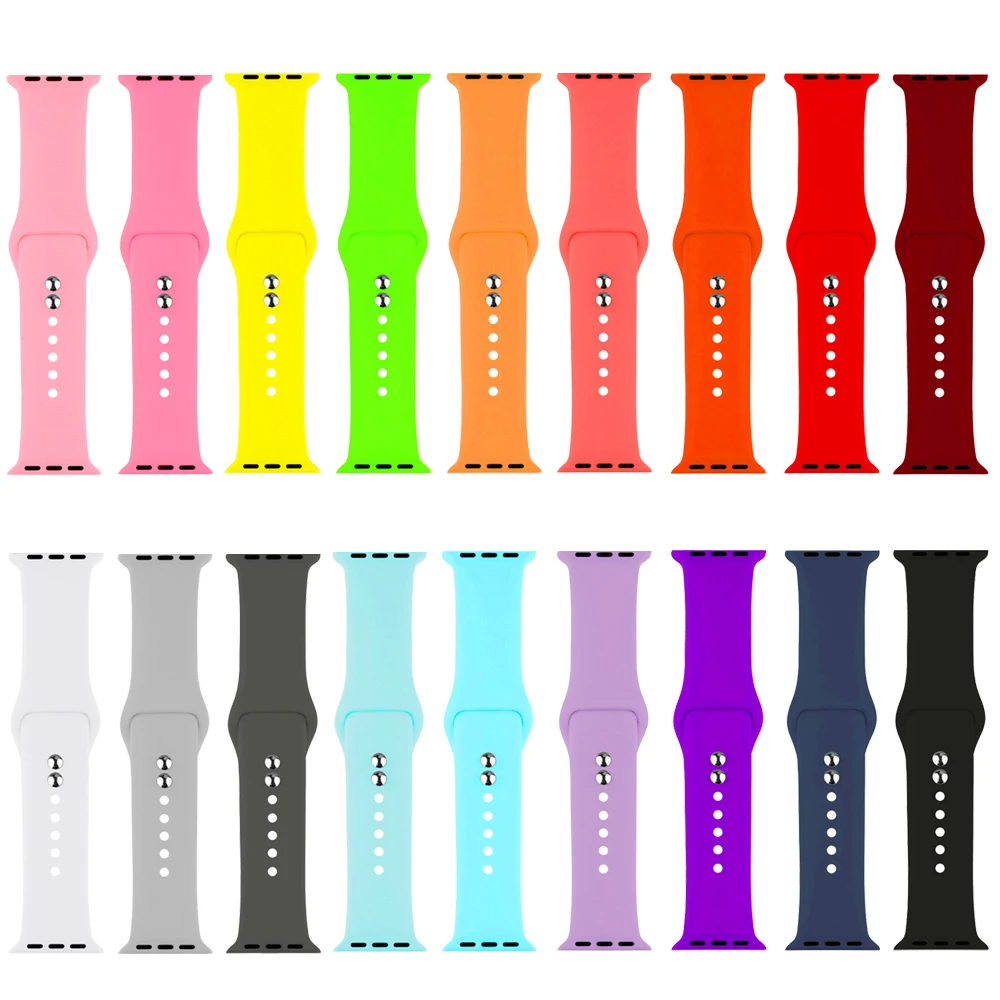 Силиконовый чехол с двойной пряжкой спортивные ремешки для часов наручных Apple Watch