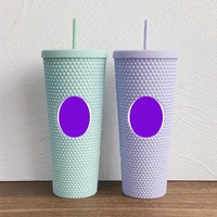 710ml24oz bright diamond shopping cup double plastic durian straw cup coffee cold water drink cup party girl birthday gift