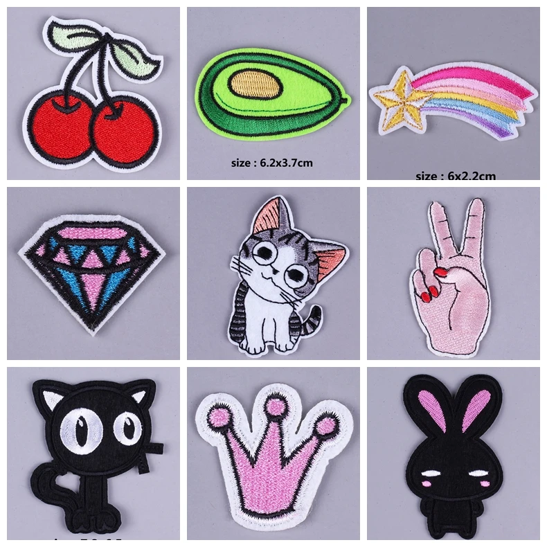 9 шт. нашивки с мультяшным котом и короной вышивка для одежды наклейки полоски на