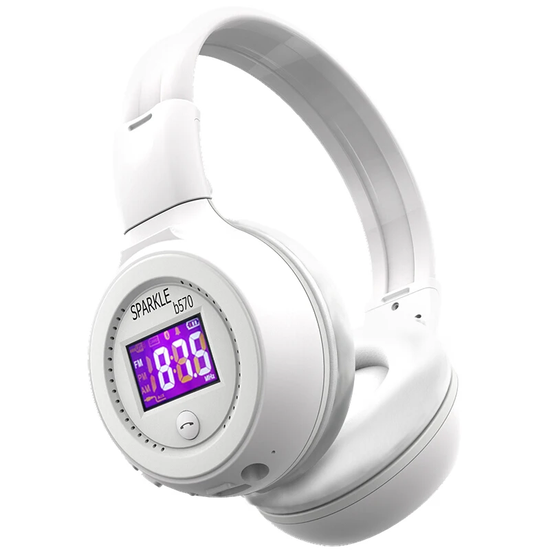 Белый ZEALOT B570 HiFi стерео Bluetooth наушники Беспроводная гарнитура складная Поддержка Micro SD карты AUX микрофон - Цвет: Белый