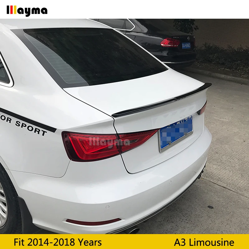 V Стиль ABS задний спойлер на багажник для Audi A3 Sline S3 Люкс 2014 2015 2016 2017 2018 год черный