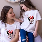 Женская футболка с принтом Минни Маус, Повседневная Базовая белая детская футболка, Мужская футболка с короткими рукавами, принт с надписью Love, Famliy Look