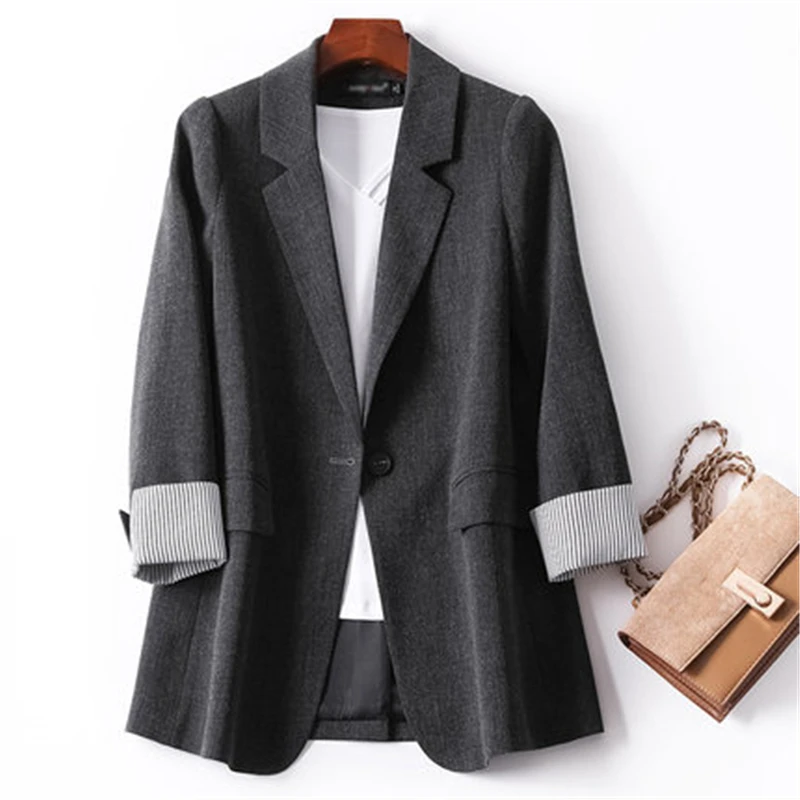Осенне весенний женский Блейзер Элегантный Модный пальто костюмы облегающий