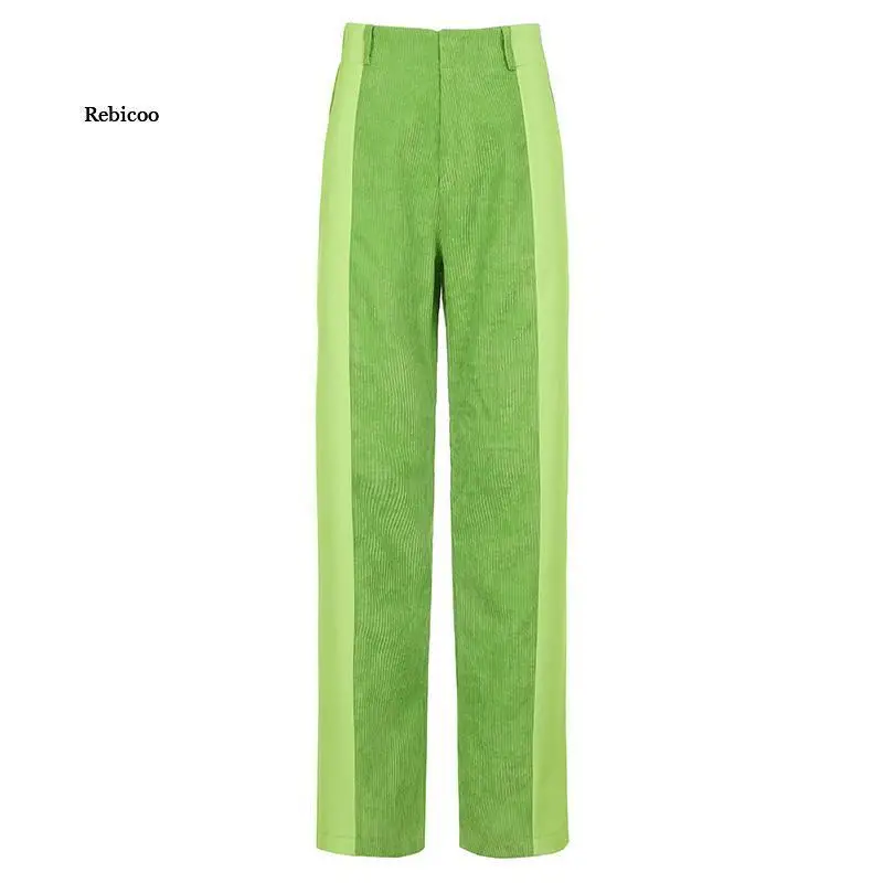 

Women's Patchwork Y2K Brown Corduroy Pants Women's Streetwear Retro Harajuku Sports Pants High Waist Wide Leg Pants Cotton
