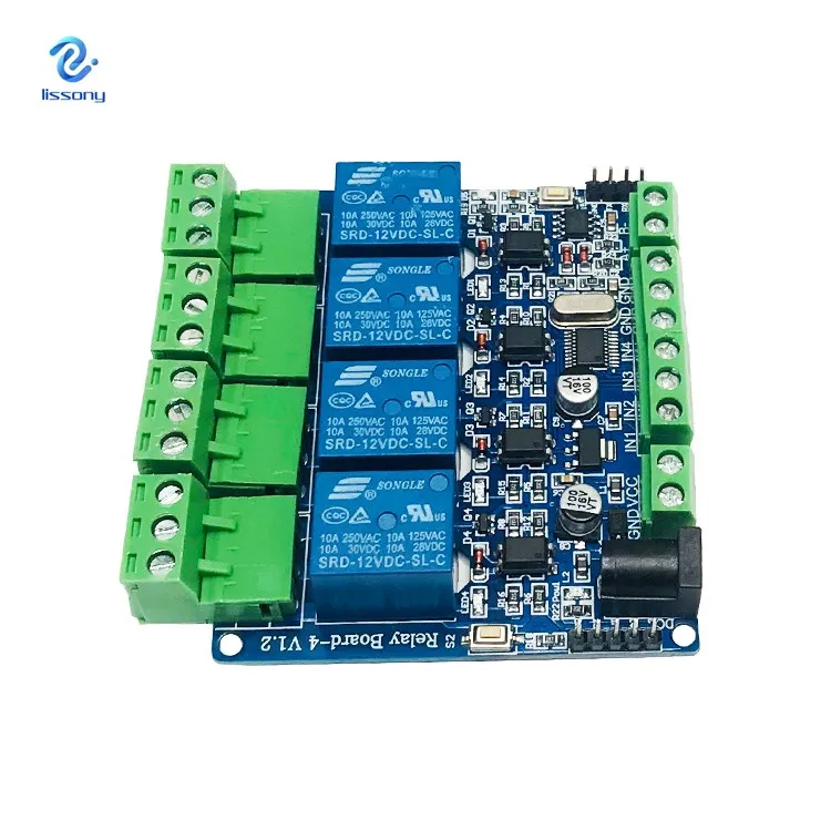 Modbus RTU 4-ходовой релейный модуль DIY STM8S103 система 4 дорожный вход 485 связь |