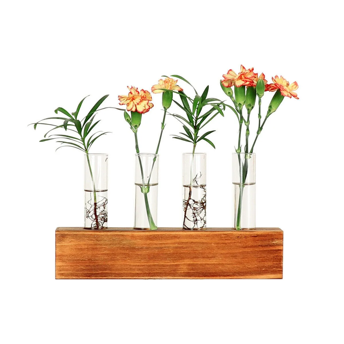 

Vase with Wood Stand Tabletop Glass Terrarium Propagating Hydroponics Plants Hot #35