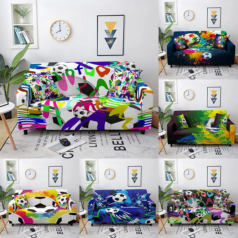 

Elastic Sofa Cover Football Pattern Silp-resistant Sofa Silpcover Sectional Stretch Sofa Protector for Living Room