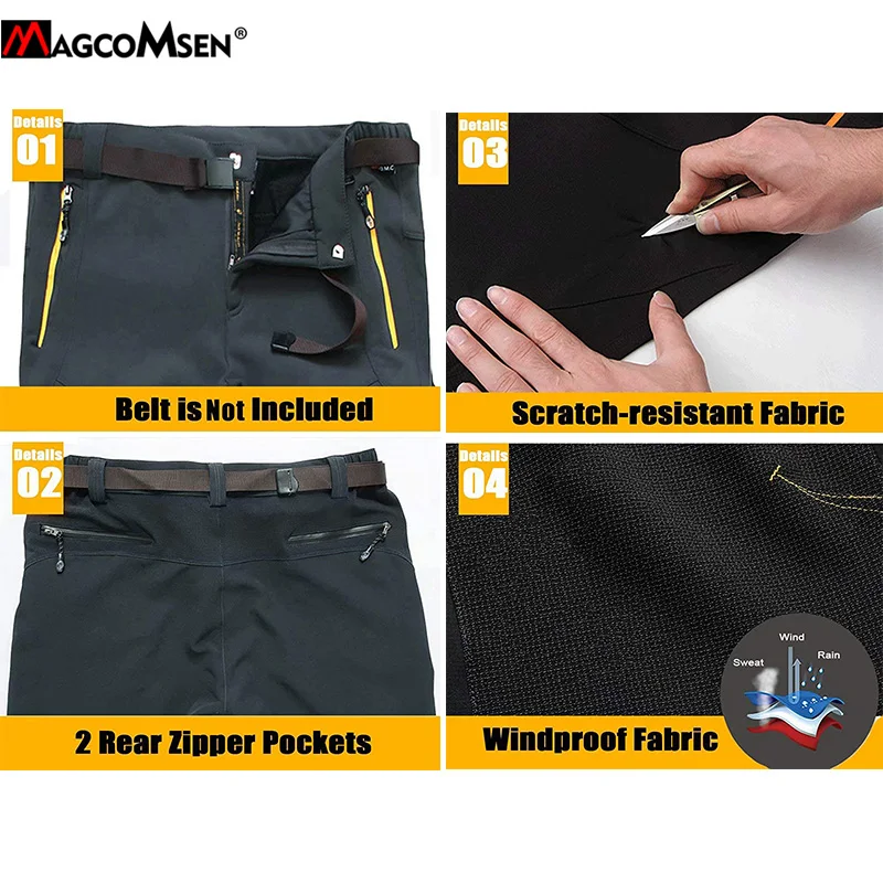 MAGCOMSEN Quick Dry Pants Man Casual Summer Breathable Trousers Waterproof Male Winter Thick Warm Fleece Military | Мужская одежда
