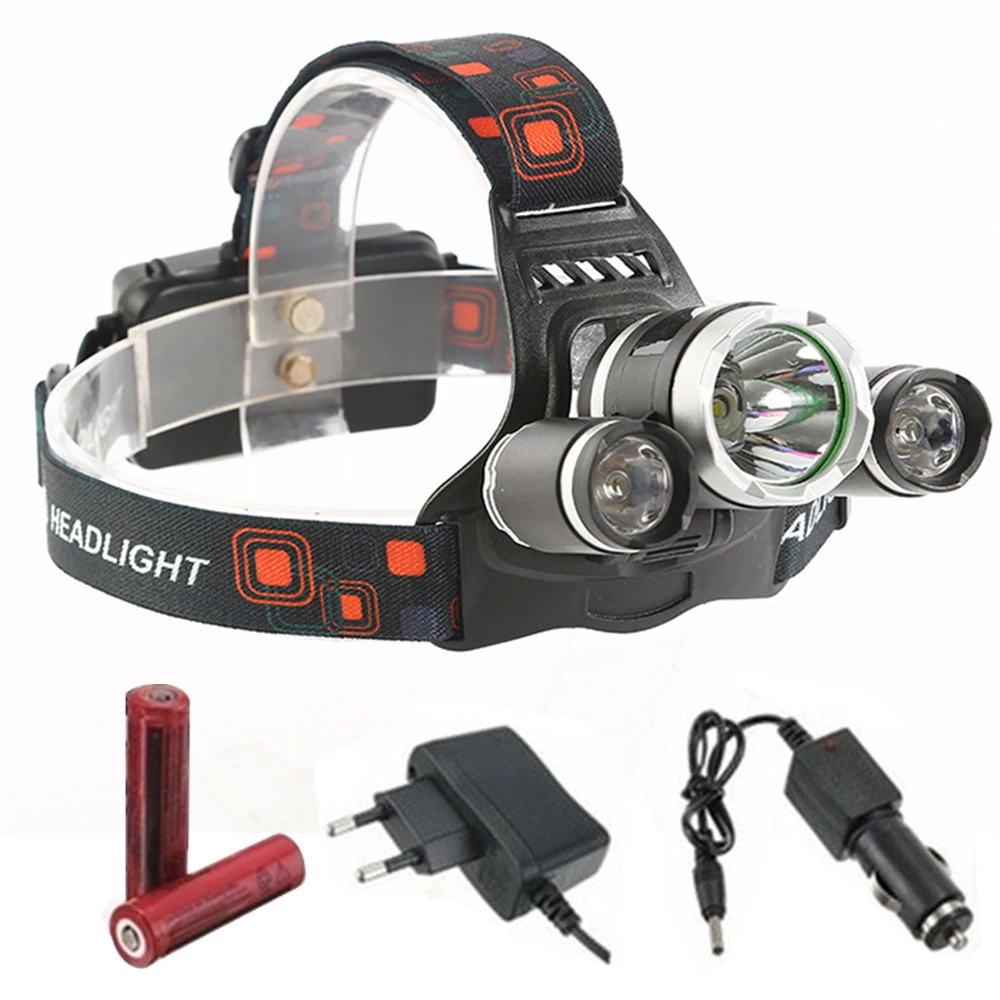 

Durable Headlight Rechargeable 3 LED Bicycle Bike with 2x 18650 Battery T6+2XPE 20000LM Hiking Fishing Sporting Goods