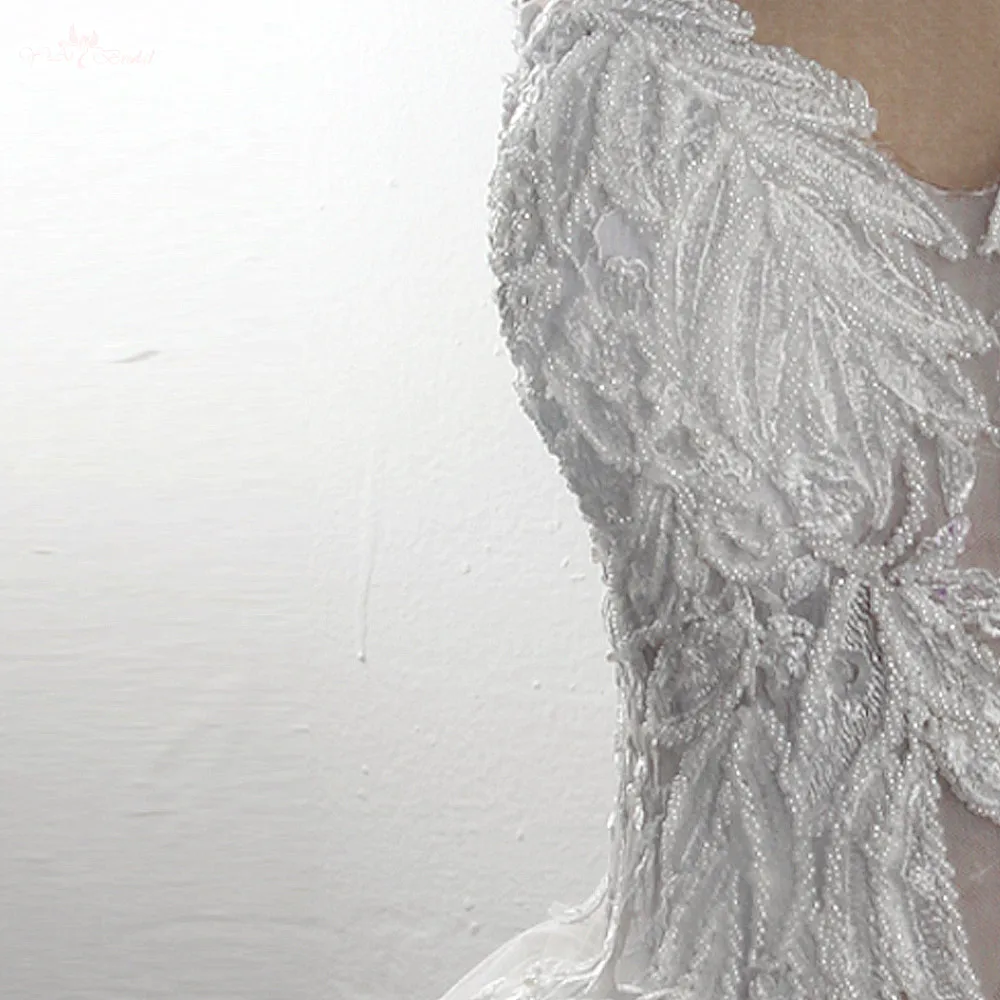 Свадебное платье Yiaibridal RSW1570 бальное цвета слоновой кости с кружевными