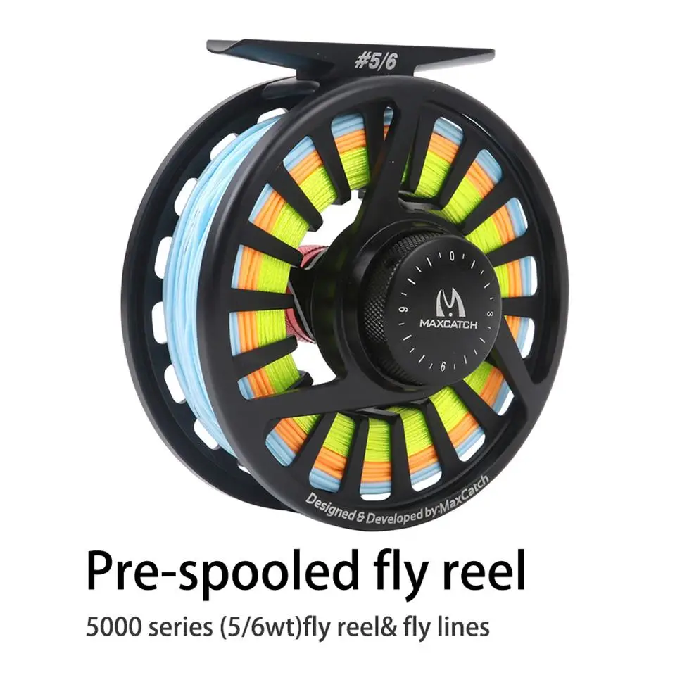 BLACK REEL AND LINE Катушка для ловли нахлыстом Maximumcatch 1/3, 3/4, 5/6, 7/8, 9/11WT, катушка для нахлыстом, обработанная алюминиевой микро регулировкой, катушка для ловли нахлыстом - Цвет: BLACK REEL AND LINE