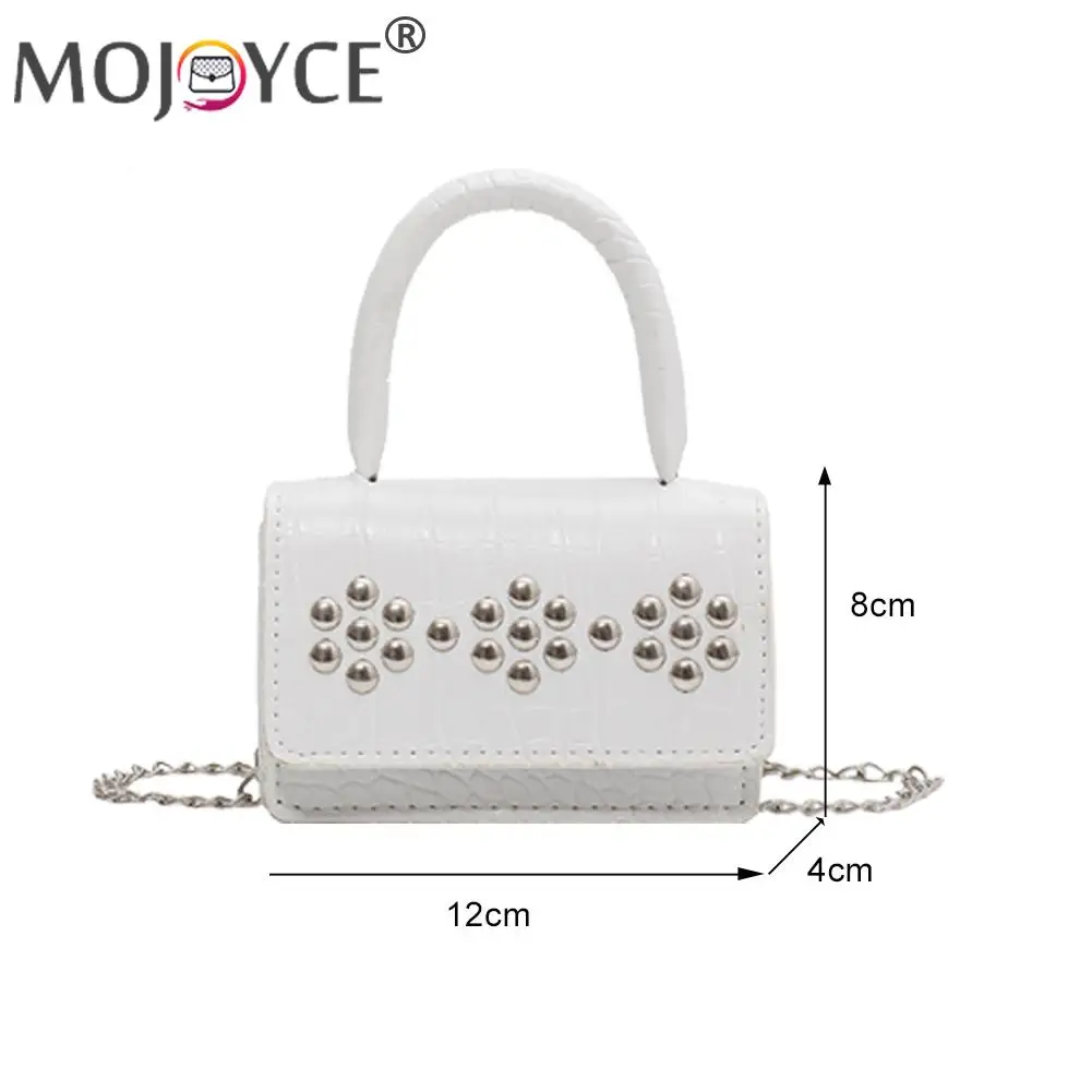 

Casual Allligator Pattern Mini Square Handbags Fashion Women PU Leather Rivet Shoulder Crossbody Bag All-match Solid Color Purse