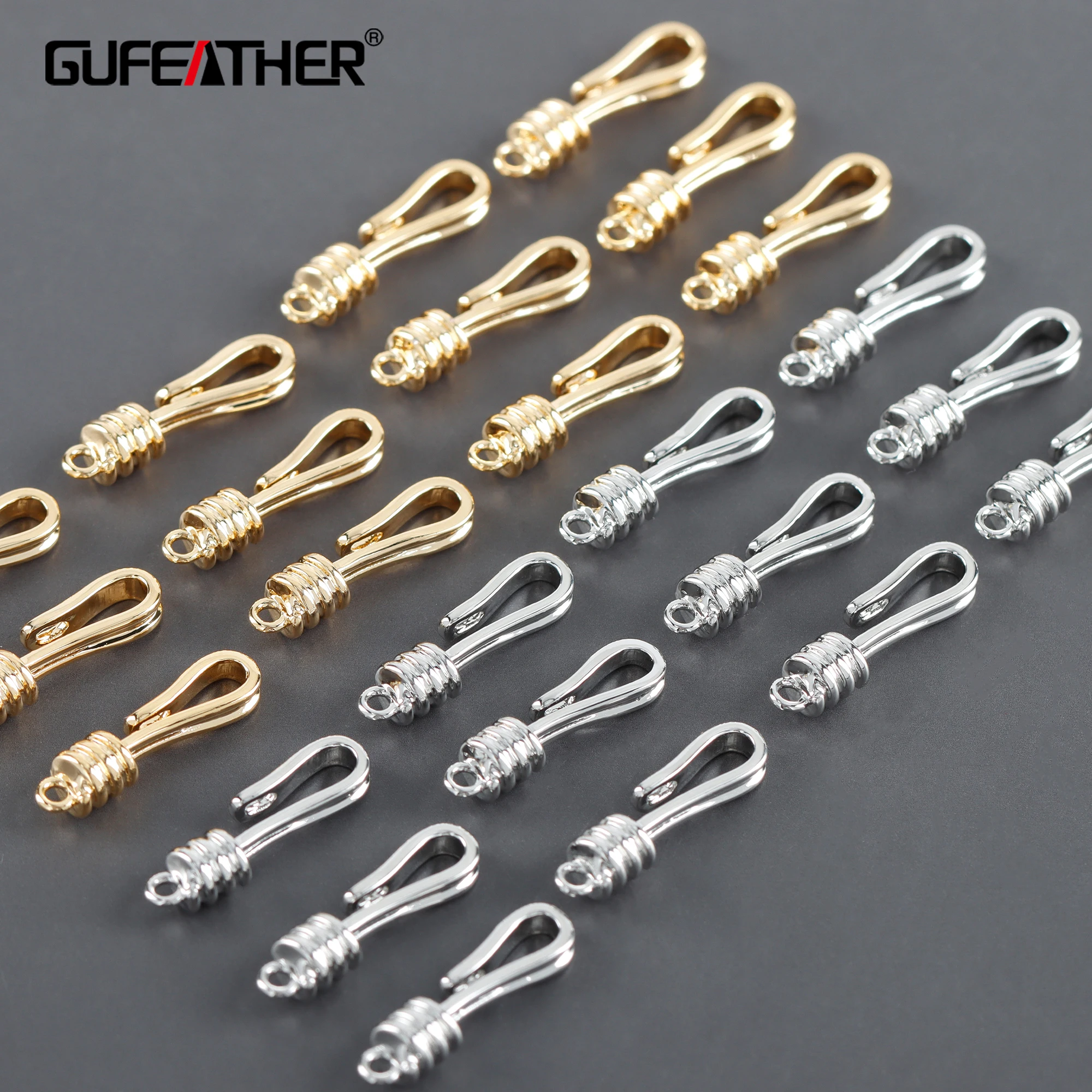 

GUFEATHER M1016,jewelry accessories,pass REACH,nickel free,18k gold rhodium plated,copper,clasp hooks,jewelry making,10pcs/lot