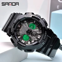 sanda women men watch sports dual display 50m waterproof wrist watch for male female clock relogio feminino high quality 2021