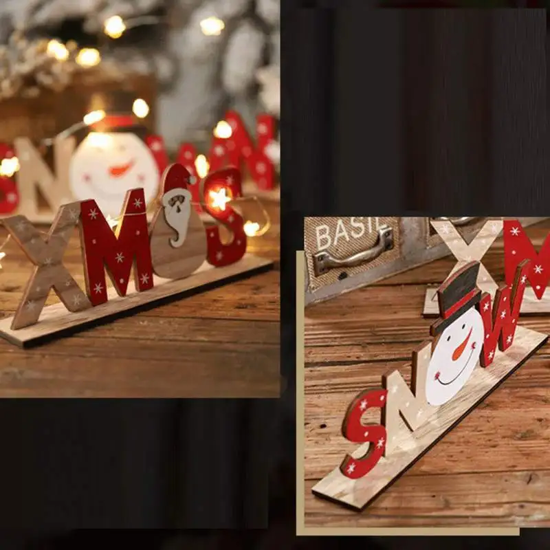 Рождественские деревянные буквы настольные украшения простой знак украшение