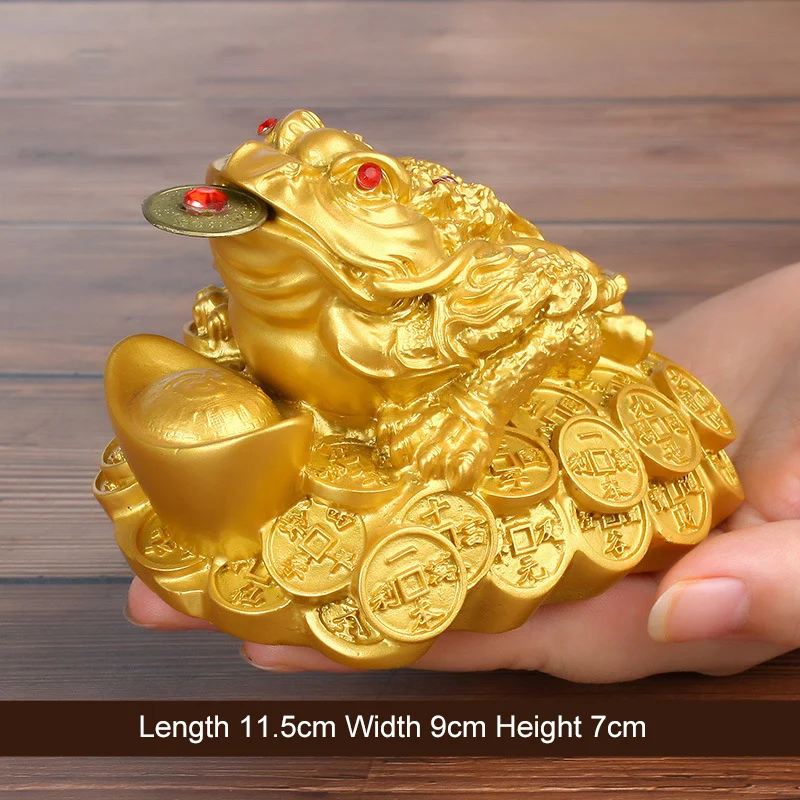 

Feng Shui Toad Money LUCKY Fortune Mascot Chinese Gold Frog Toad Home Office Decor Ornament Lucky Gift for Business/New House