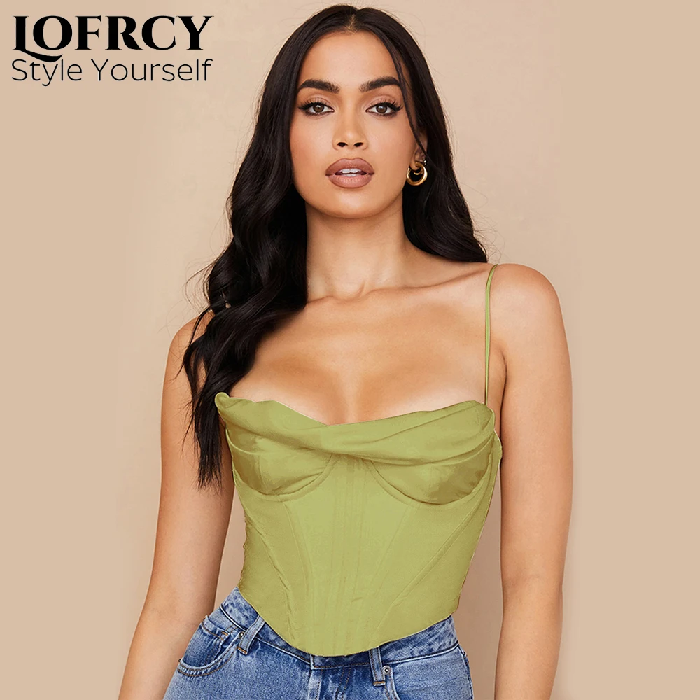 

Lofrcy Satin Corset Tops Women Strapless Clothing Tanks Camis Sexy Party Bustier Summer Tube Tank Tops Festival Female Outfits