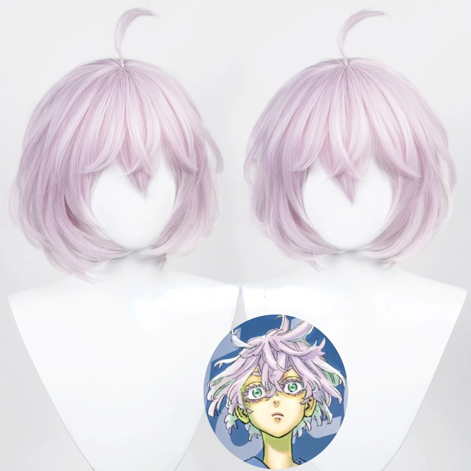 Парик женский светильник аниме Токио жаропрочный светло-розовый с короткими