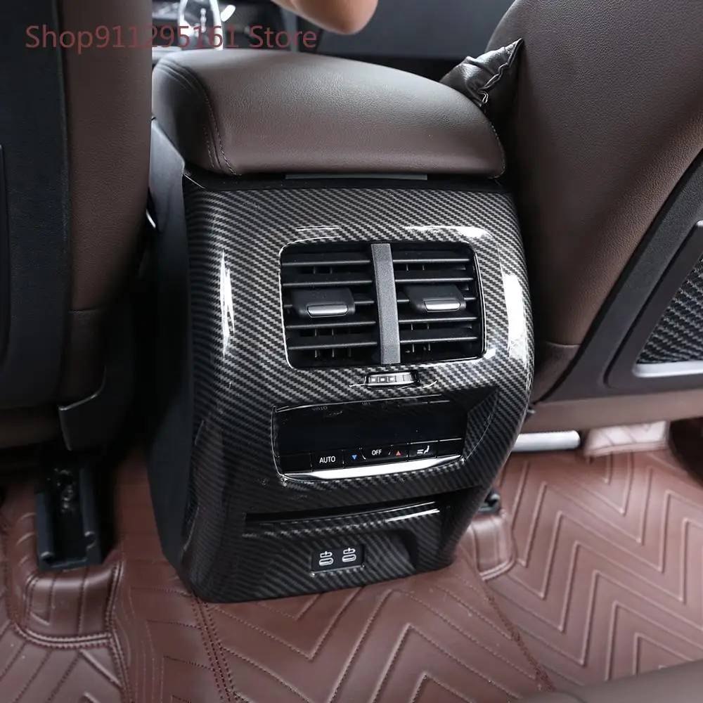 

For BMW X3 G01 X4 G02 2020 ABS Chrome/Carbon Fiber Texture/Pine Wood Grain Rear Air Condition Vent Outlet Cover Car Accessories