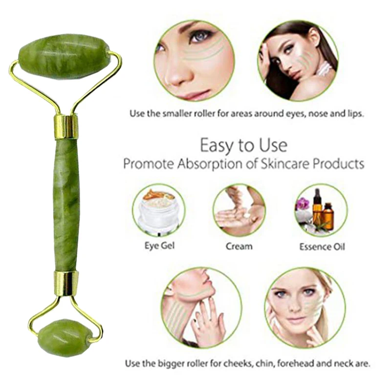 3 Pieces Jade Roller Facial Ridged Kits Skin With Gua Sha Scraping Massage Tools | Красота и здоровье