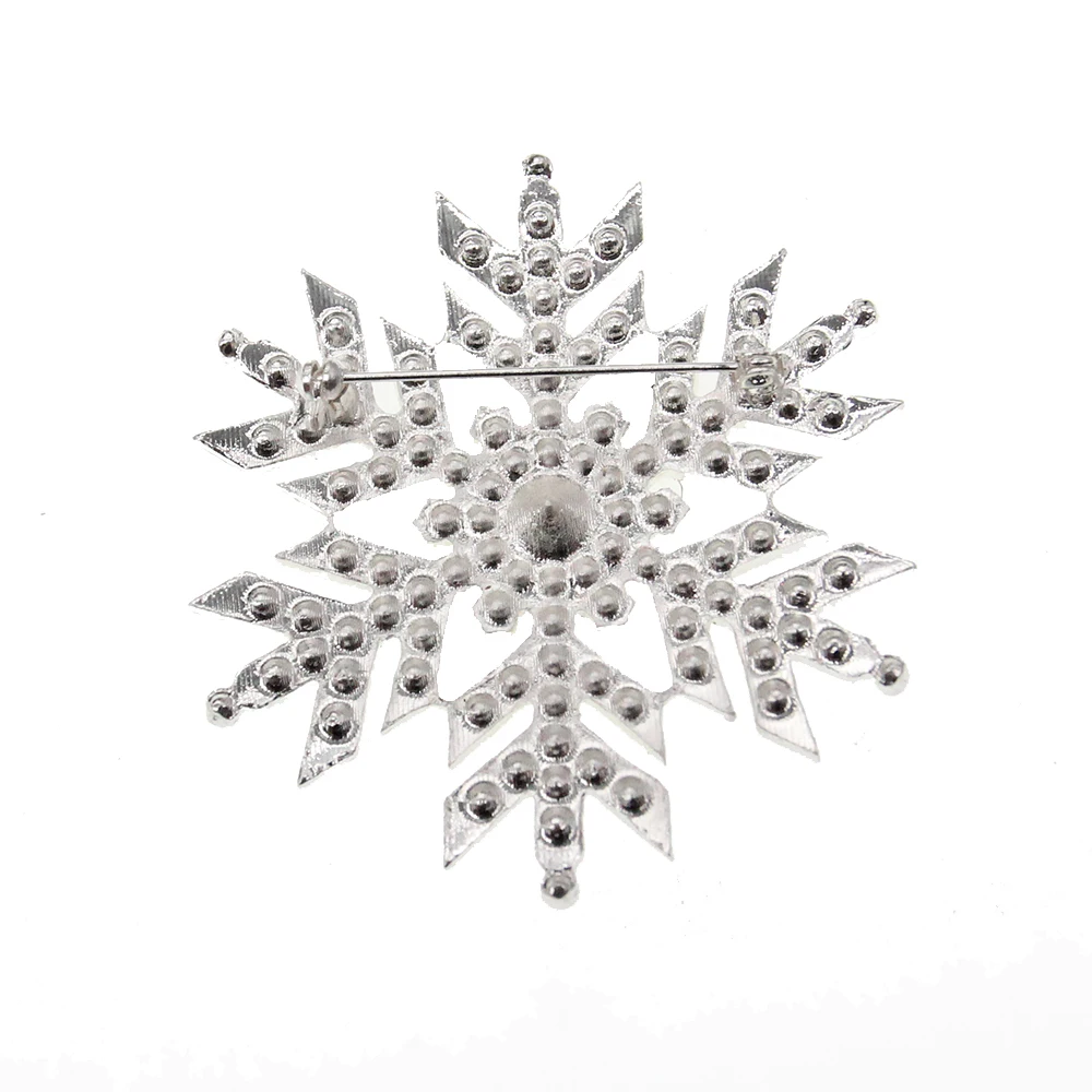 Брошь Снежинка зимняя свадебная брошь с большим хрустальным жемчугом фотосессия