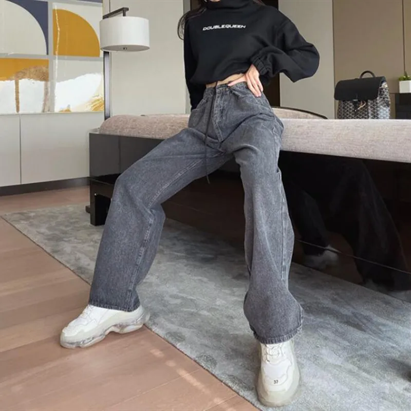 

Woman Jeans High Waist Clothes Wide Leg Denim Clothing Blue Streetwear Vintage Quality 2021 Fashion Harajuku Straight Pants