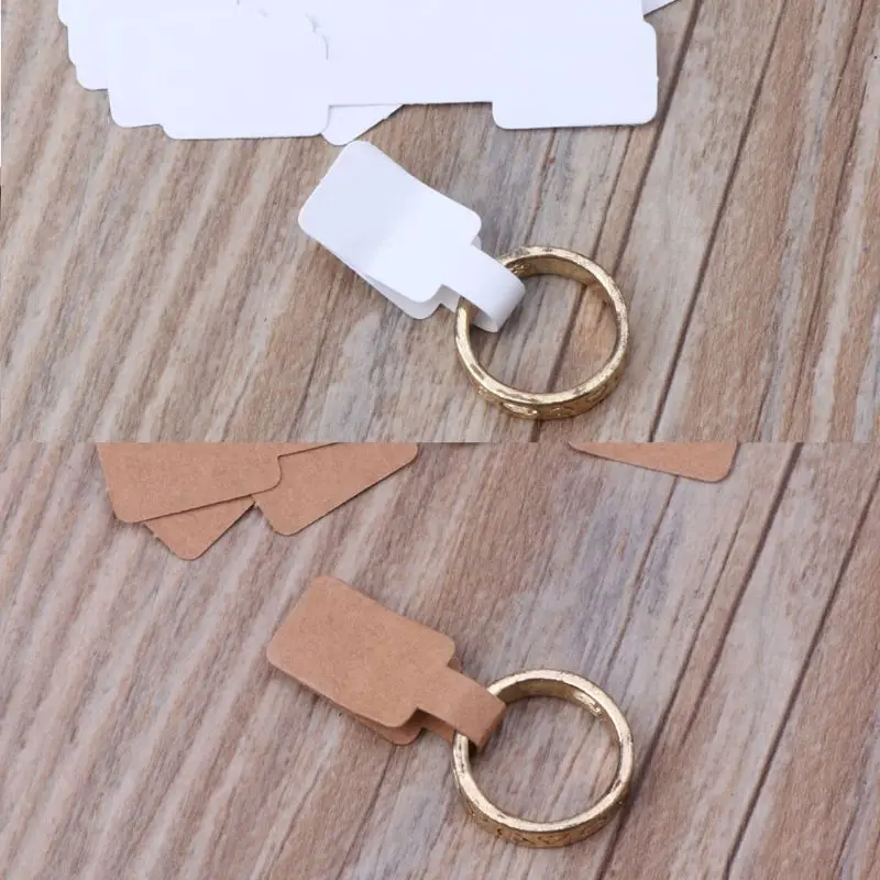 

52Pcs 6 x 1.2CM Blank White Paper Price Tag Labels Jewelry Display Cards Labels Necklace Ring Rectangle Stickers Hangtag