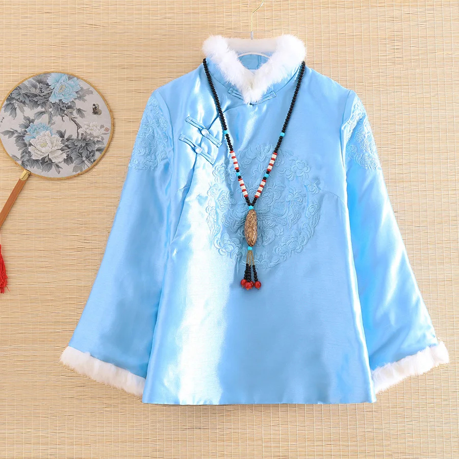 Женская осенне зимняя куртка с вышивкой в китайском стиле|Топы| |
