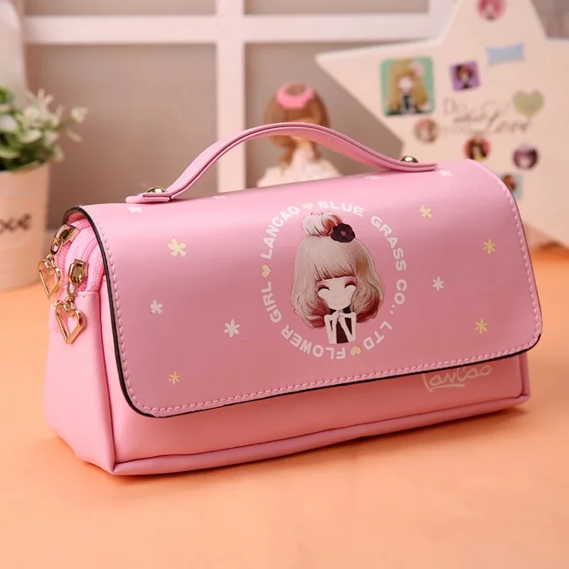 Корейский милый школьный пенал с цветочным рисунком для девочек вместительный