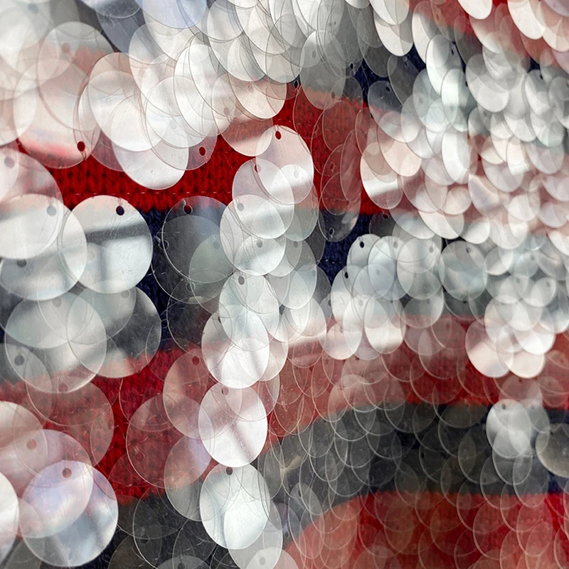 

SISPELL Patchwork Sequined Women's Pullover O Neck Long Sleeve Stripe Hit Color For Female Casual Sweaters Fashion Autumn Tide