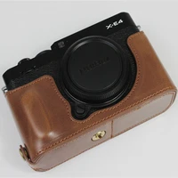 pu leather case camera bag for fujifilm fuji xe4 xe 4 half body set cover with battery opening