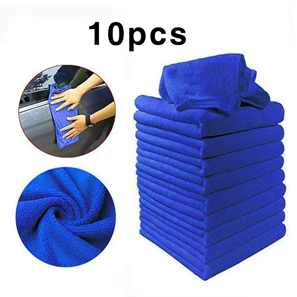 10 PCS Microfiber Car Cleaning Towel Automobile Motorcycle Washing Glass Household Cleaning Small Towel  25cm x 25cm