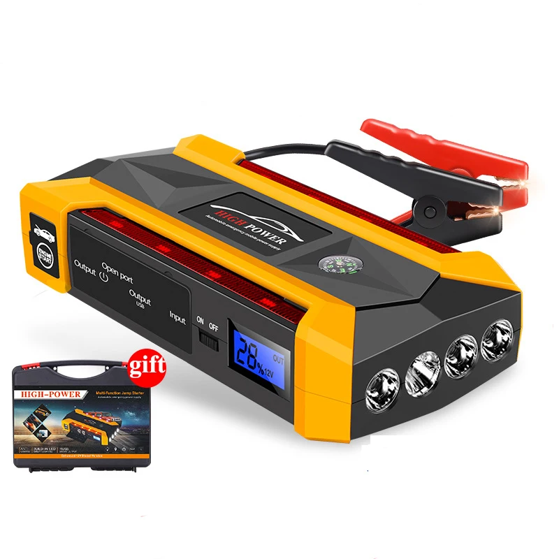 20000mAh Car Jump Starter Power Bank Portable Car Battery Booster Charger PowerBank with LCD Screen LED Flashlight Safety Hammer