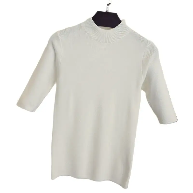 Новинка весны 2021 корейский однотонный эластичный тонкий свитер с коротким