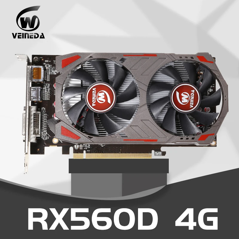 VEINIDA RX560D 4 Гб GDDR5 128bit PCI-E 3,0 HDMI DisplayPort DVI-D 1176/6000 МГц Графика карты для nVIDIA Geforce игры