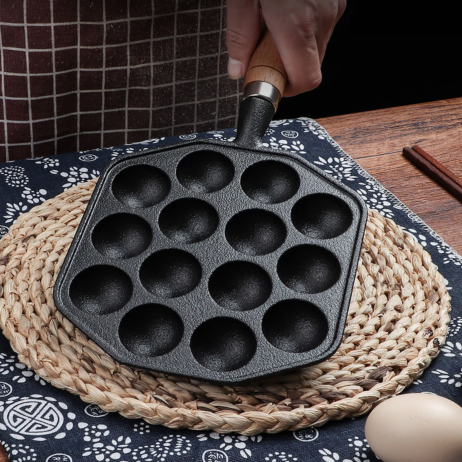 14-дюймовая сковорода Takoyaki фотоосьминог маленькие шарики чугунная домашние