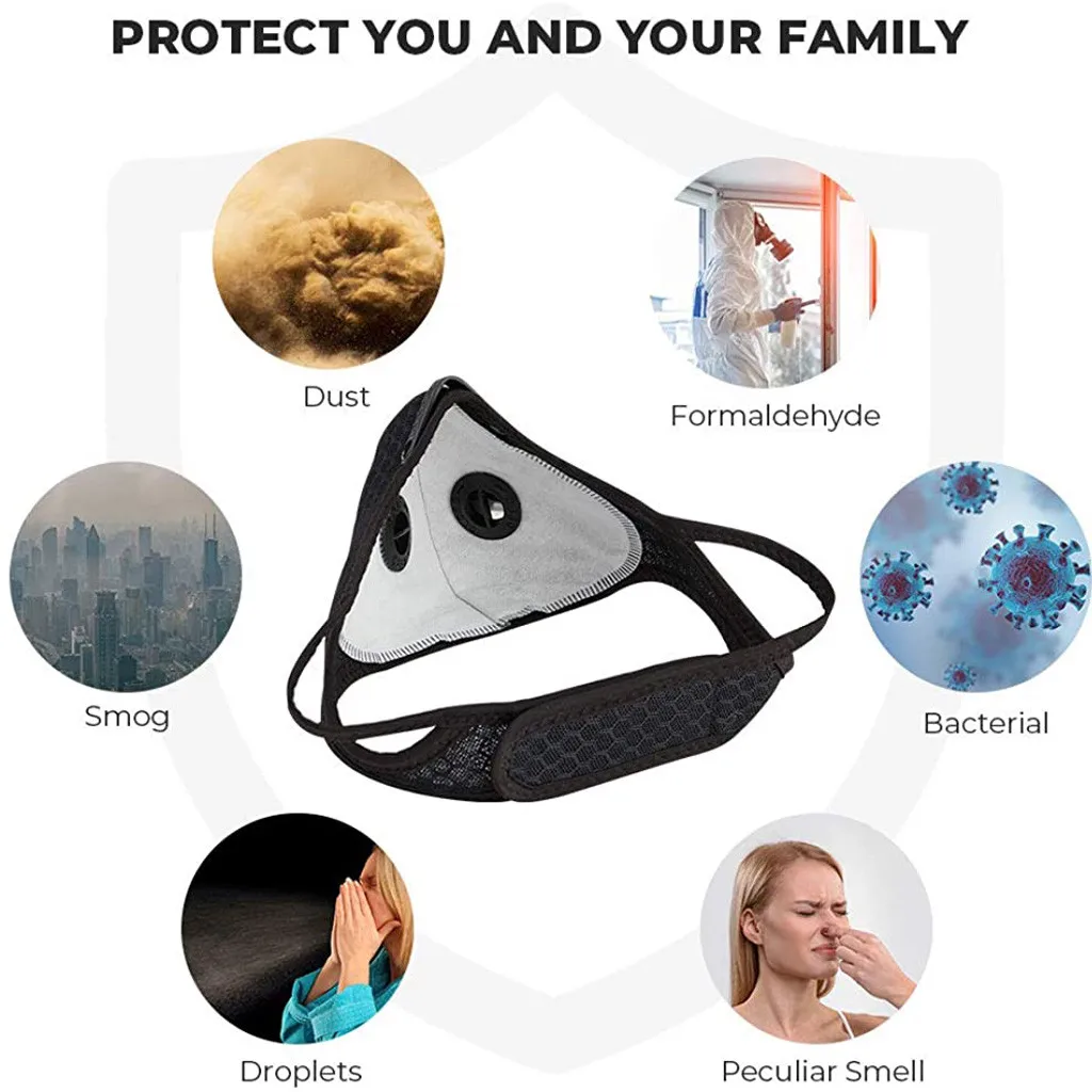 Комплект из 3 предметов Спортивная велосипедная маска для лица с 6 дыхательные