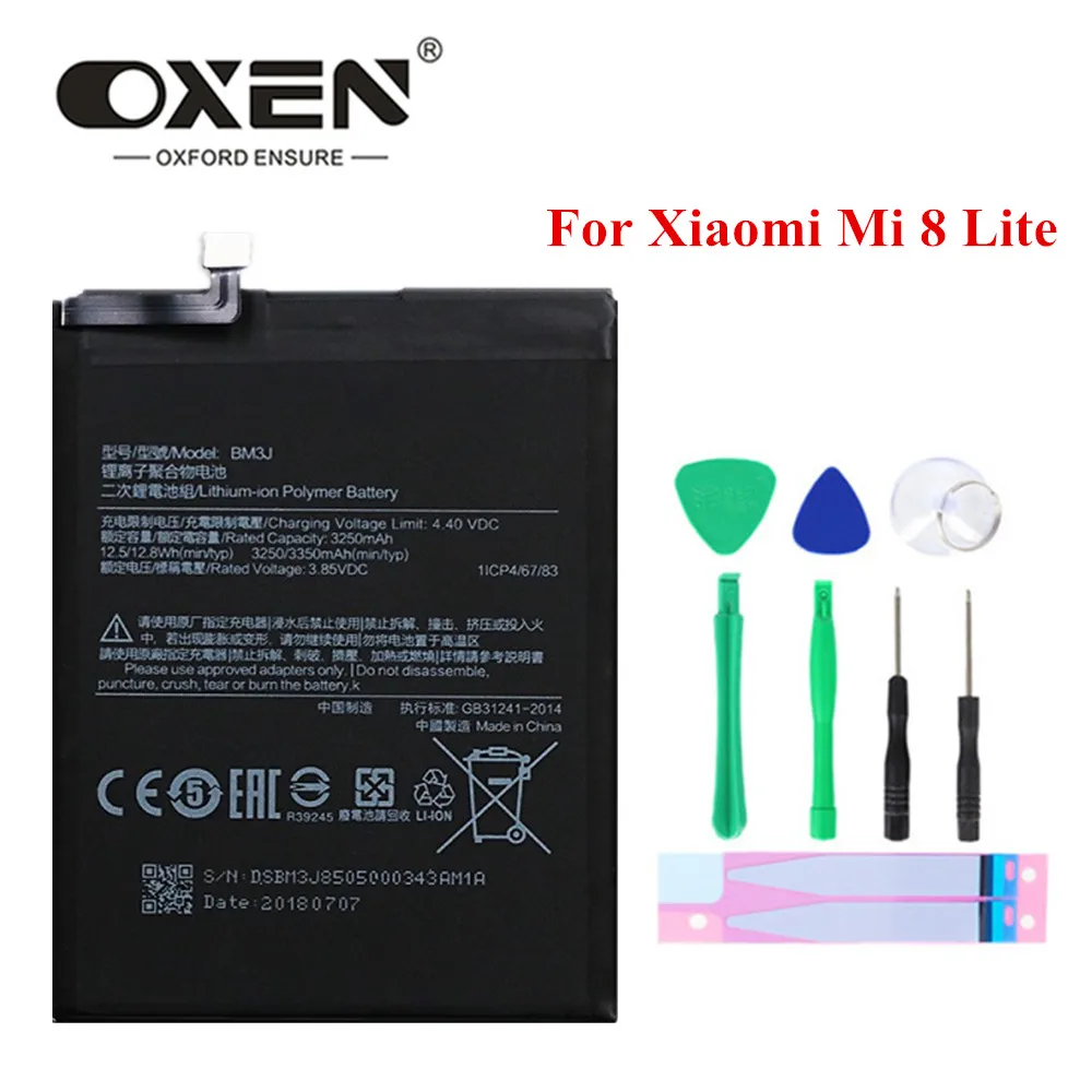 Оригинальный аккумулятор OXEN BM3J для Xiamo Mi 8 Lite батареи телефона 3350 мАч сменная
