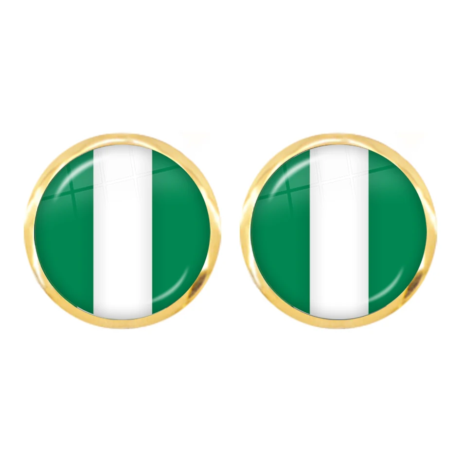 Серьги-гвоздики с национальным флагом 12 мм Греция Иордания Италия Нигерия