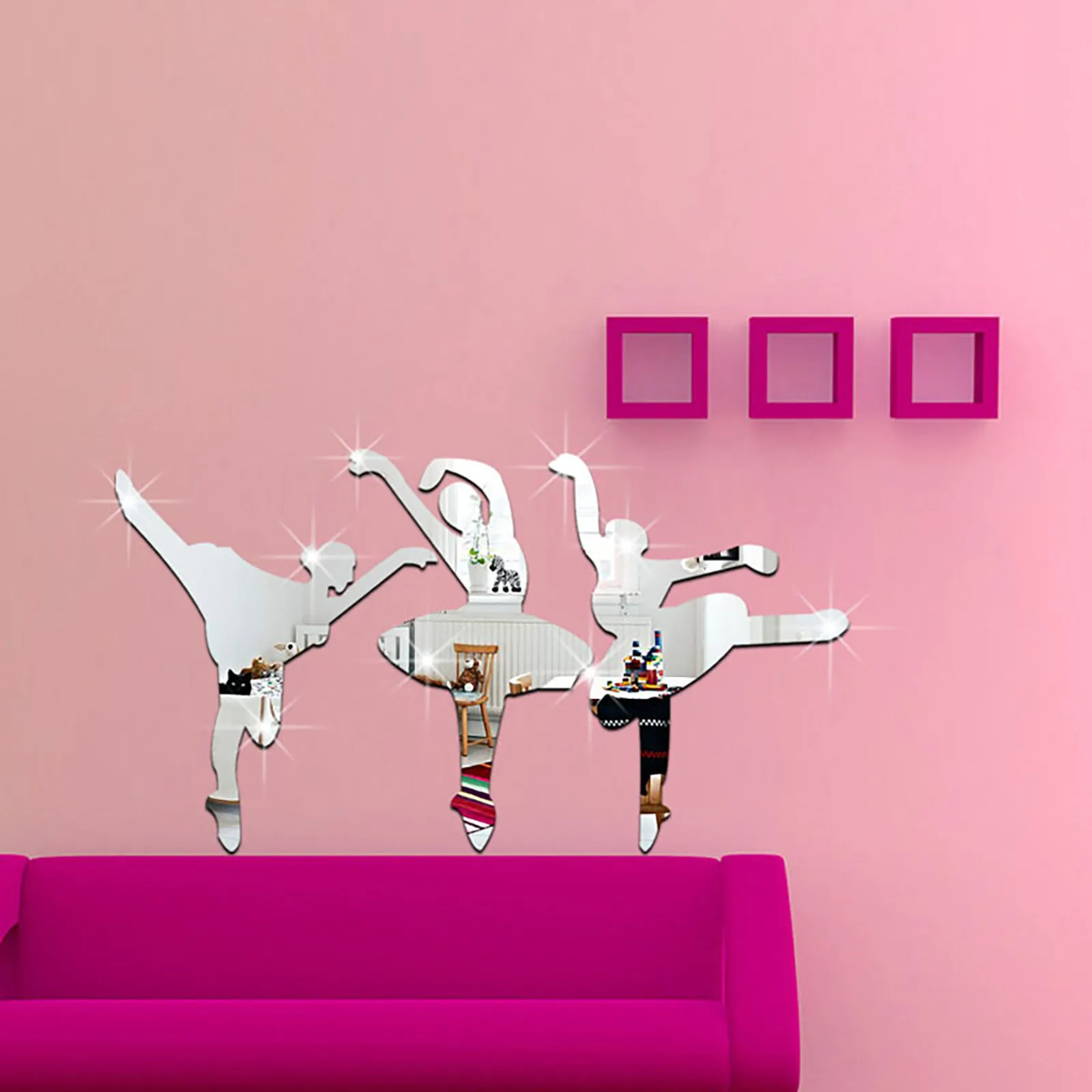 1 шт. 3D зеркальная Настенная Наклейка балерина стерео для гостиной наклейка на