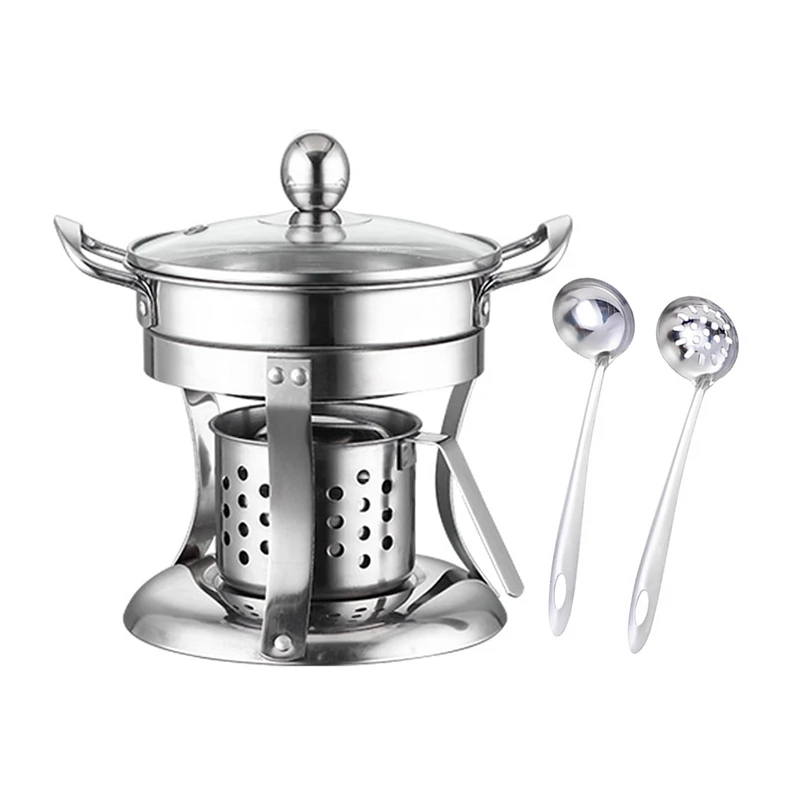 

Hot Pot Stainless Steel Burning Late Alcohols Hot Pot Single Mini Cooking Pot Cookware Non-Magnetic Alcohols Burner