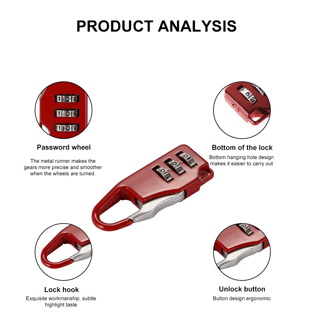 Vingtank 3 набора цифр Мини кодовый ключ противоугонные замки пароль Комбинация