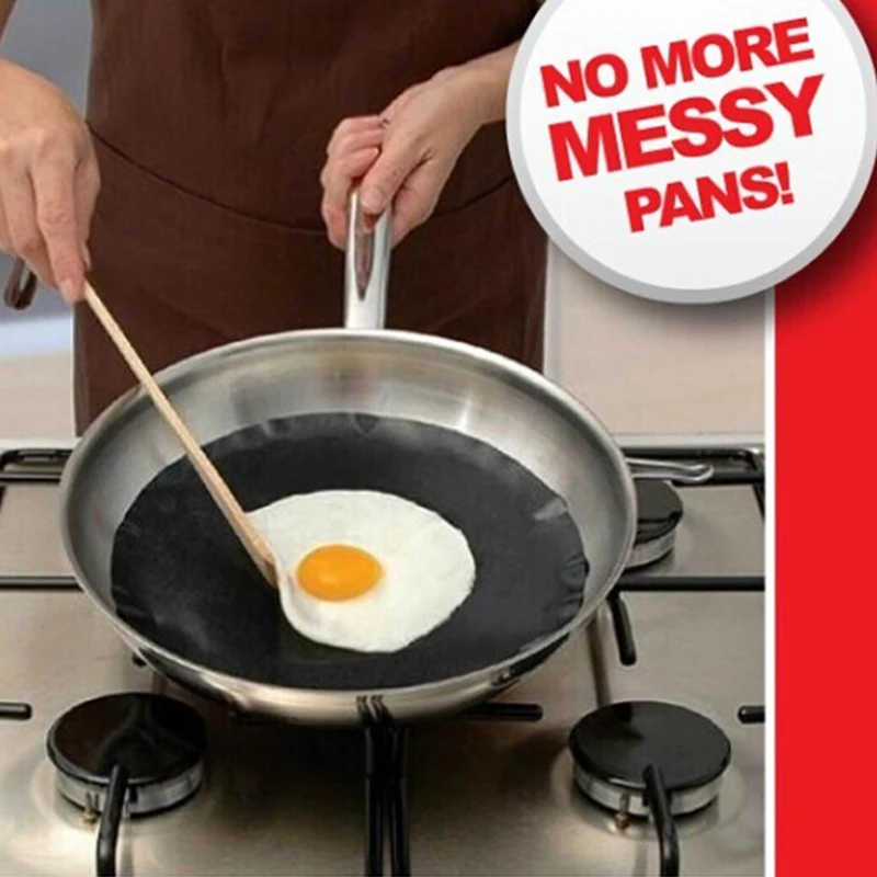 

Frying pan pad Reusable Non-stick Pan Fry Liner Sheet Tool Kitchen BBQ Baking Mats Round Cooking BBQ Baking Tools