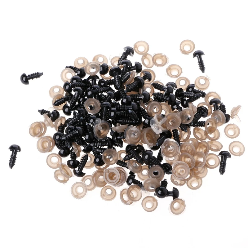 

100Pcs/Bag DIY Doll Toy Eyes Black Plastic Safety Eyes Puppets Doll with Washers
