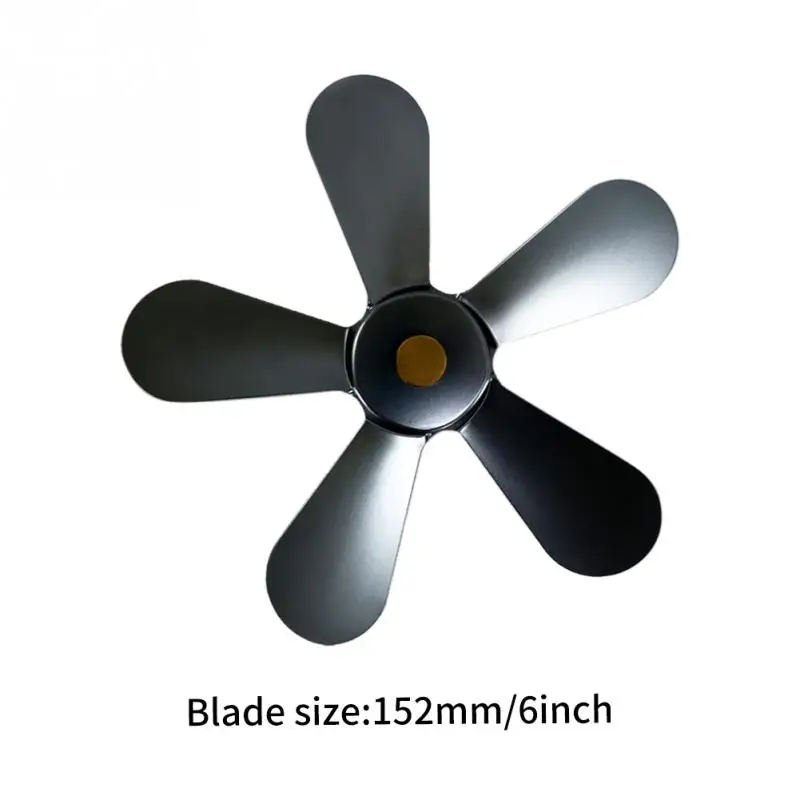 

Household Wood Stove Modern Fireplace Fan Living Room Heat Powered Winter Aluminum Energy-Saving Burner Low Noise Warm 5 Blades