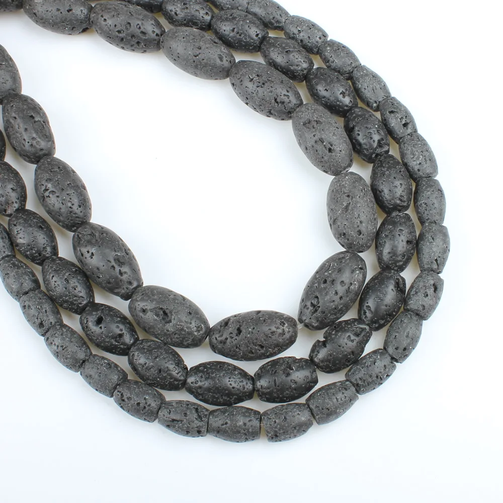 

Бусины Из Натуральной вулканической скалы, овальной формы, черного цвета, 12 х14 мм