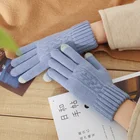 Зимние теплые женские вязаные шерстяные варежки для сенсорных экранов женские кашемировые жаккардовые бархатные плотные теплые перчатки для велоспорта вождения H48